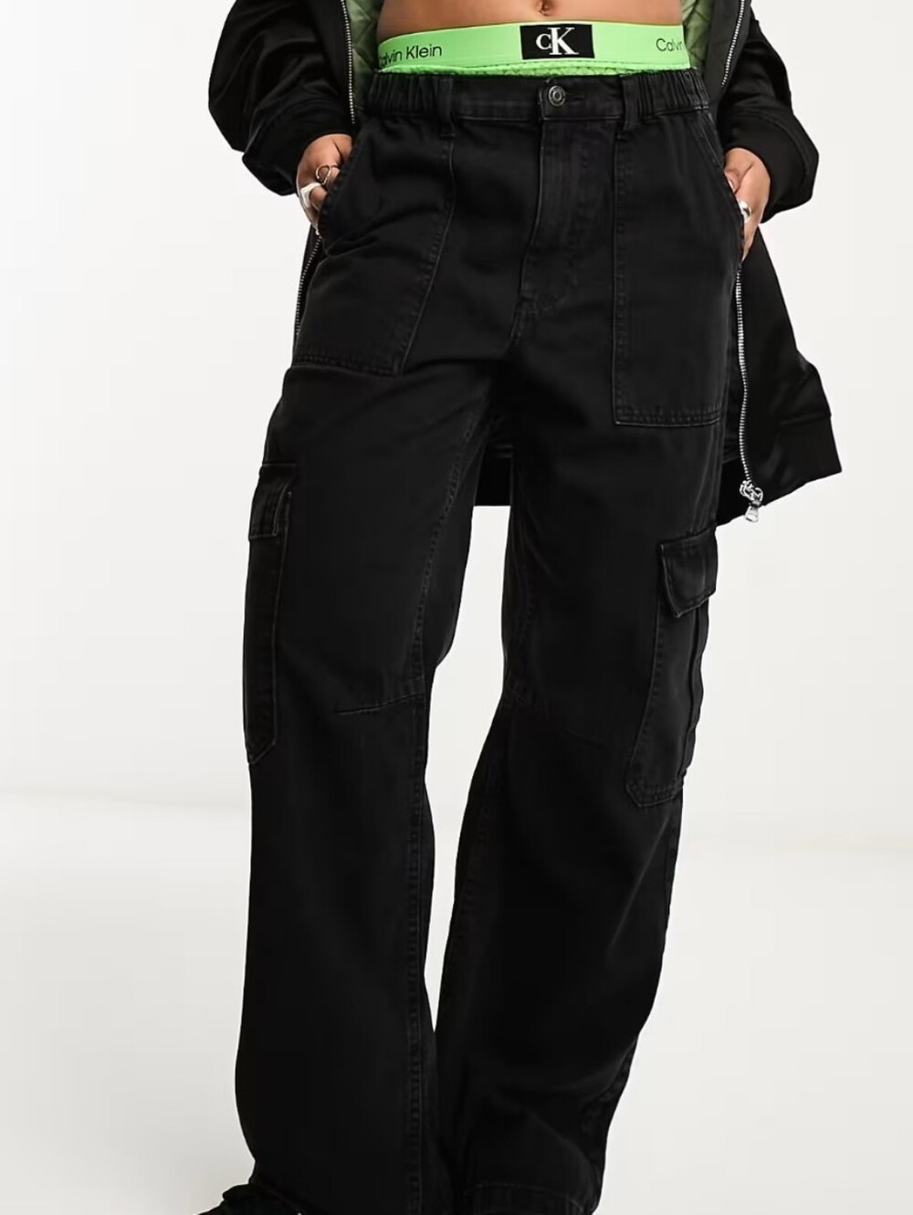 ASOS DESIGN cargo jean in washed black Size 28